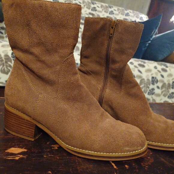 Candie's Women’s Size 8.5 Tan Platforms Suede Ankle Boots Y2K 90s Vintage - Picture 15 of 15